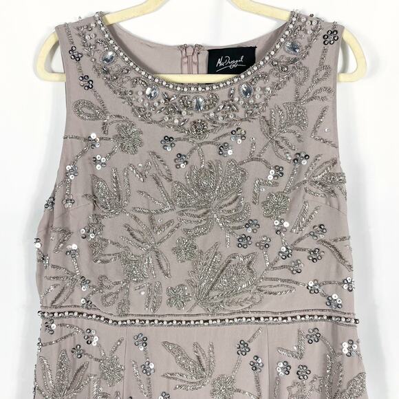 Mac Duggal Cocktail Dress 10741 Lilac Midi‎ Beaded Sequin Sheath Sleeveless - Picture 6 of 13